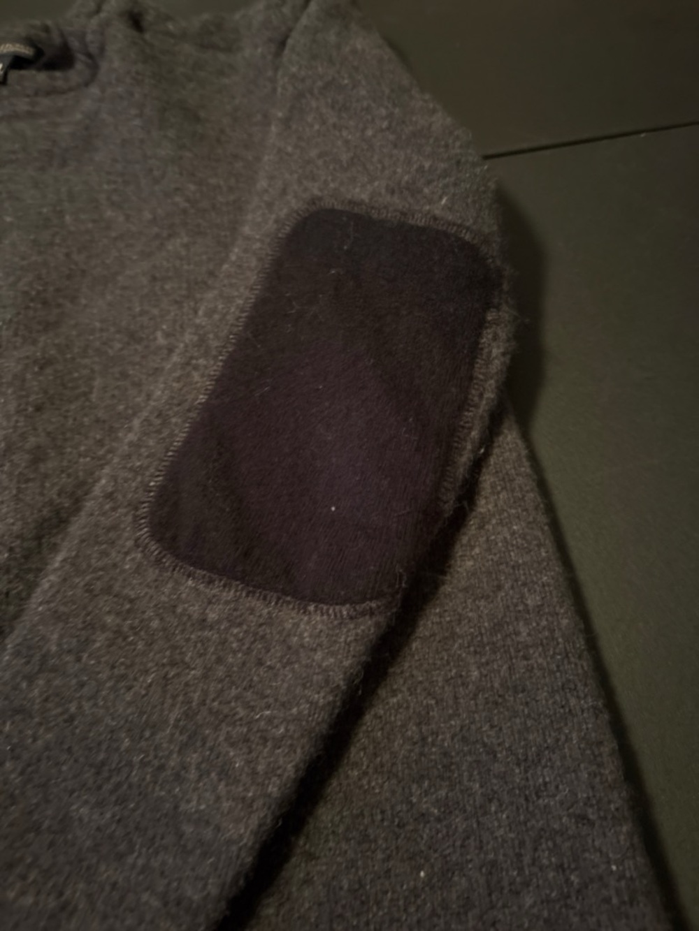 Banana Republic Dark Gray Crewneck Sweater with Black Elbow Patches - Picture 4 of 5